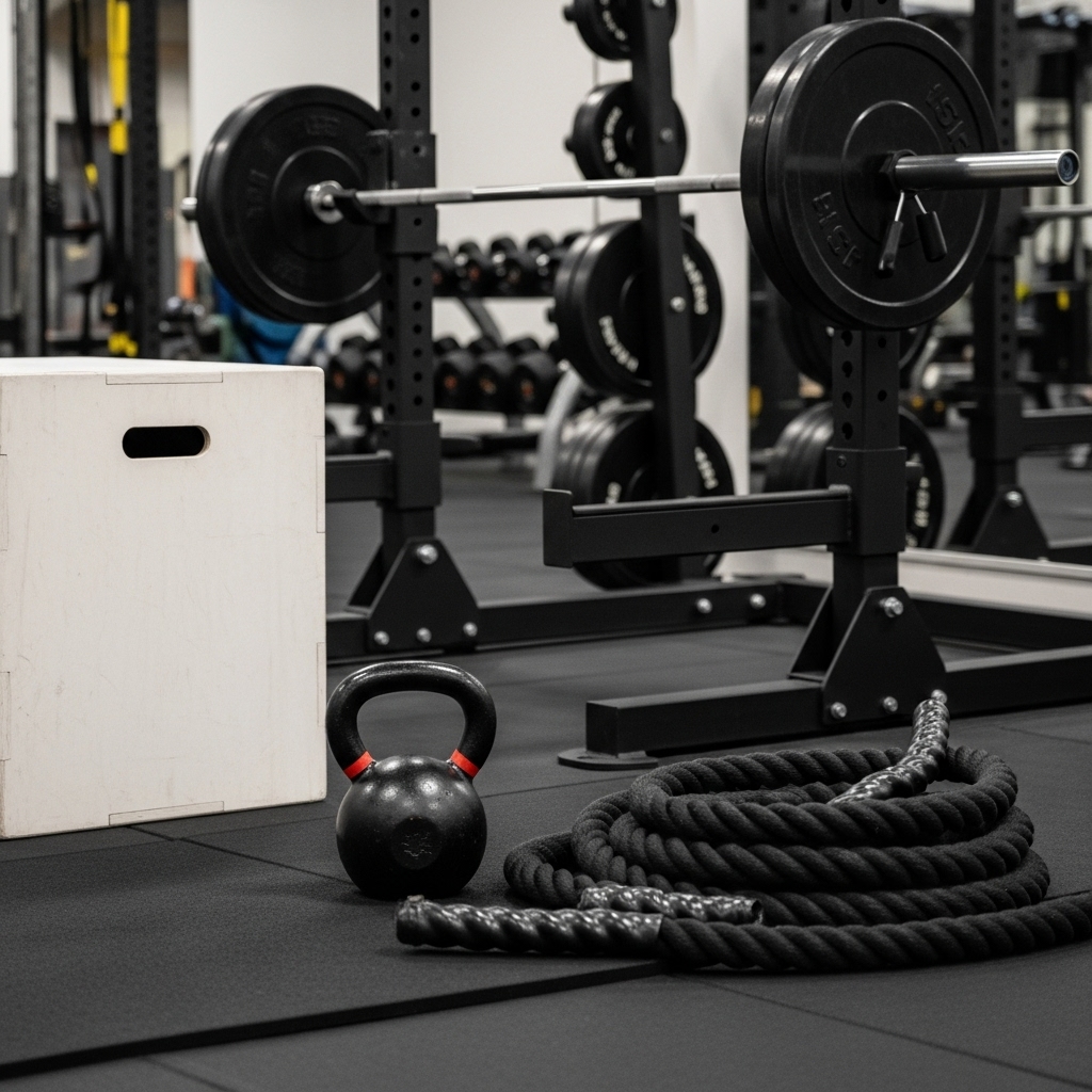 Athlete performing functional strength training with explosive movement